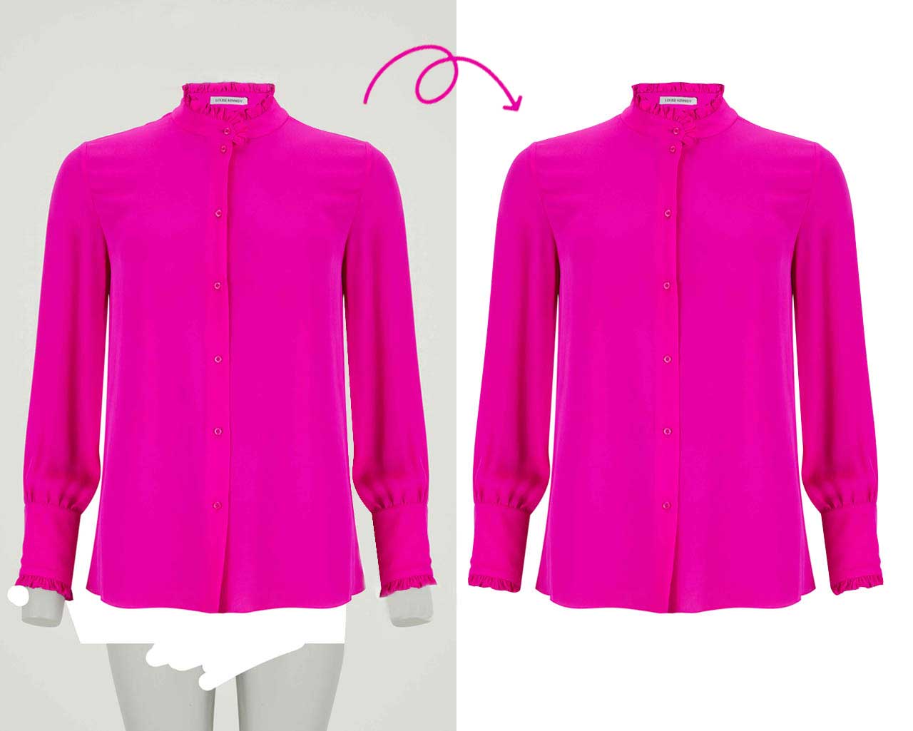 Apparel symmetry retouching for shirt with clean, balanced eCommerce look Apparel symmetry retouching for shirt with clean, balanced eCommerce look