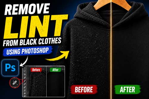 Remove Lint in Photoshop Before after lint removal from black clothes using Photoshop